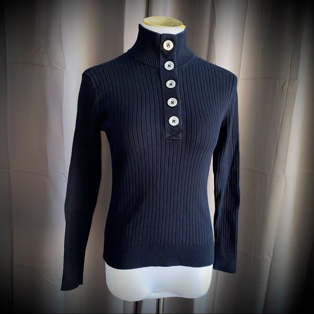 Womens Turtleneck Ribbed Sweater Small